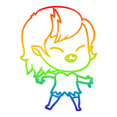 Fototapeta premium rainbow gradient line drawing cartoon laughing vampire girl