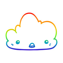 rainbow gradient line drawing cute cartoon cloud