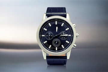 Men's mechanical watch on dark  background - obrazy, fototapety, plakaty