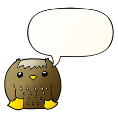 cartoon owl and speech bubble in smooth gradient style