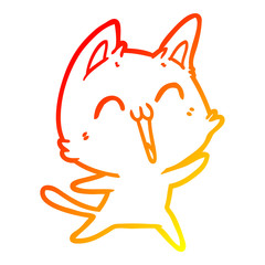 warm gradient line drawing happy cartoon cat