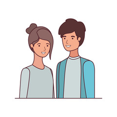 young couple in white background avatar character