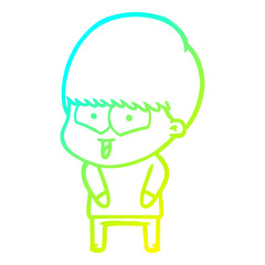 Obraz premium cold gradient line drawing cartoon happy boy