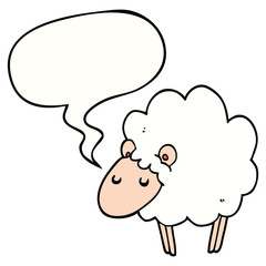 cartoon sheep and speech bubble