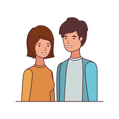 young couple in white background avatar character