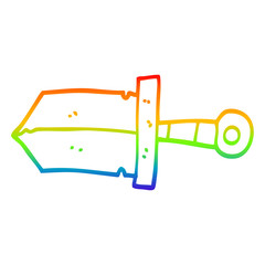 rainbow gradient line drawing cartoon dagger