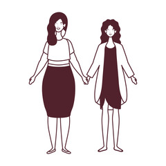 silhouette of women standing on white background