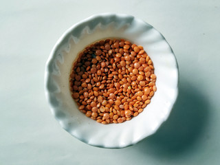 Prepared Pulses for cooking on the white bowl isolated on white background