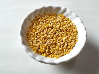 Prepared Pulses for cooking on the white bowl isolated on white background