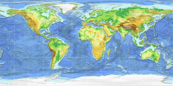 World Map Equirectangular Projection Atlantic Ocean