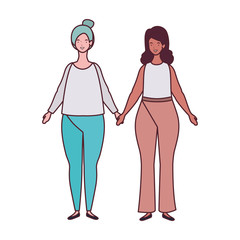 young women standing on white background