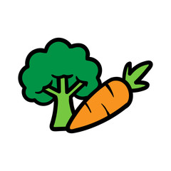 Cartoon Broccoli and Carrot Vector Illustration