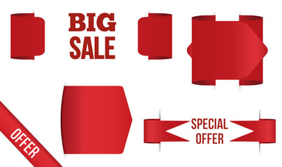 Red banner big sale Isolated on white background.