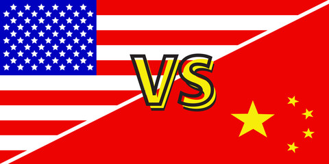 Trade war, USA versus China. America-China tariff business global exchange international.