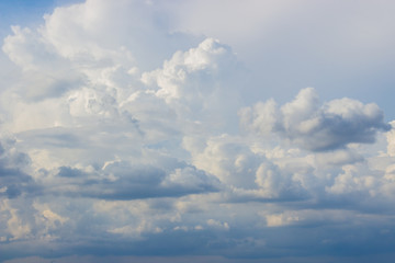 Fototapeta na wymiar Puffy clouds sky background, natural aerial view