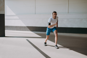 Young man is preparing to run