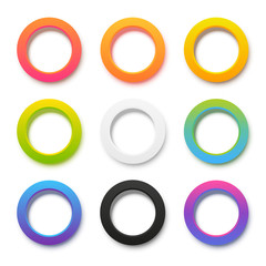 Set color round frames with shadows on white background for Your vibrant design