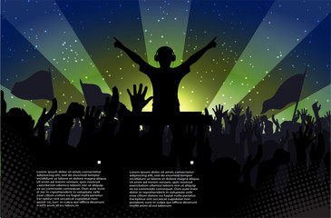 Obraz na płótnie Canvas club life dj on the dance floor vector illustration