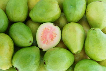 Fresh ripe guava as background