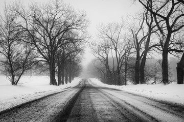 road in winter snow