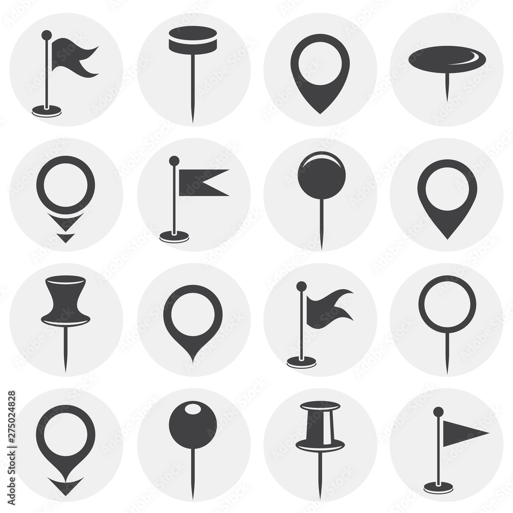 Poster geolocation related icons set on background for graphic and web design. simple illustration. interne