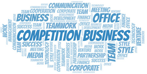 Competition Business word cloud. Collage made with text only.