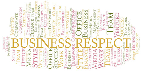 Fototapeta premium Business Respect word cloud. Collage made with text only.