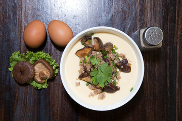 Steamed egg  decorated with vegetable, mushroom
