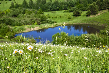 landscape with a lake in the mountains