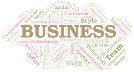Business word cloud. Collage made with text only.