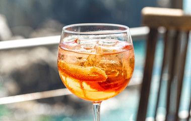 Cocktail aperol syringe close up