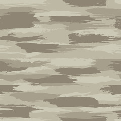 Grunge pastel light beige camouflage, modern fashion design. Camo made brush strokes hand draws pattern. Fashionable Wallpaper or fabric print. Vector seamless texture. 