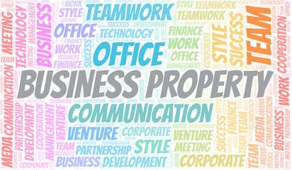 Fototapeta premium Business Property word cloud. Collage made with text only.