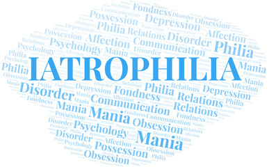 Iatrophilia word cloud. Type of Philia.