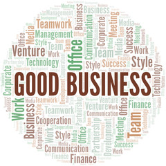 Good Business word cloud. Collage made with text only.