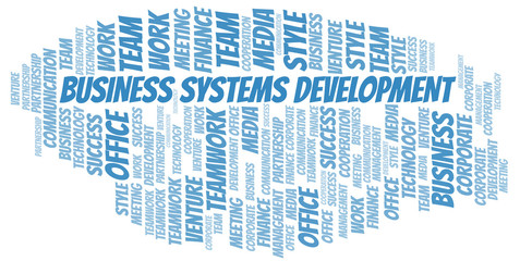 Obraz premium Business Systems Development word cloud. Collage made with text only.