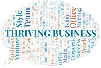 Fototapeta premium Thriving Business word cloud. Collage made with text only.
