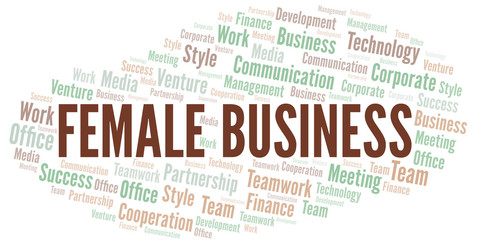 Fototapeta premium Female Business word cloud. Collage made with text only.