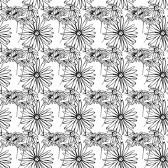 Fototapeta premium Flower graphic design. Cute seamless vector tile pattern. Retro vintage. line chamomile design.
