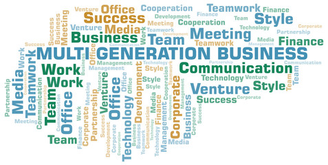 Fototapeta na wymiar Multi Generation Business word cloud. Collage made with text only.