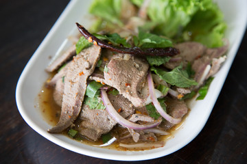 Cooked Liver in Spicy Condiment - Thai food