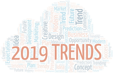 2019 Trends word cloud. Wordcloud made with text only.