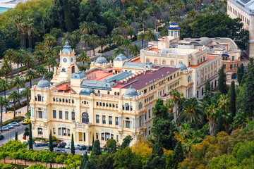 Fototapeta premium Aerial view of Malaga taken from Gibralfaro fortress, Spain