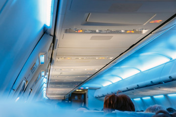 Obraz premium interior of the passenger airplane, shallow DOF