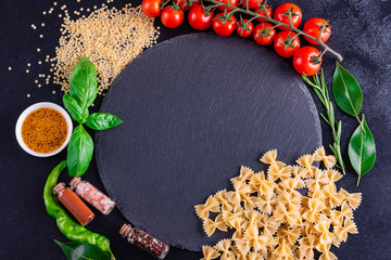 Fresh organic ingridients of italian recipes. Healthy food concept