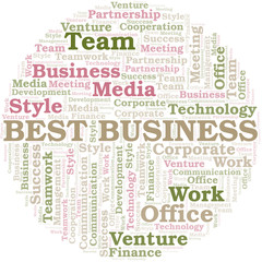 Fototapeta premium Best Business word cloud. Collage made with text only.
