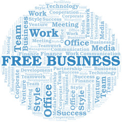 Obraz premium Free Business word cloud. Collage made with text only.