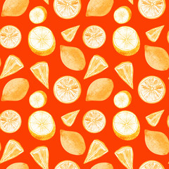 Watercolor lemon fruit seamless pattern
