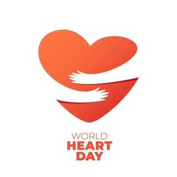 World Heart Day, hands hugging heart symbol