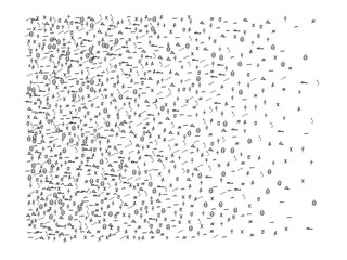 Egypt signs, hand drawn confetti background. 
